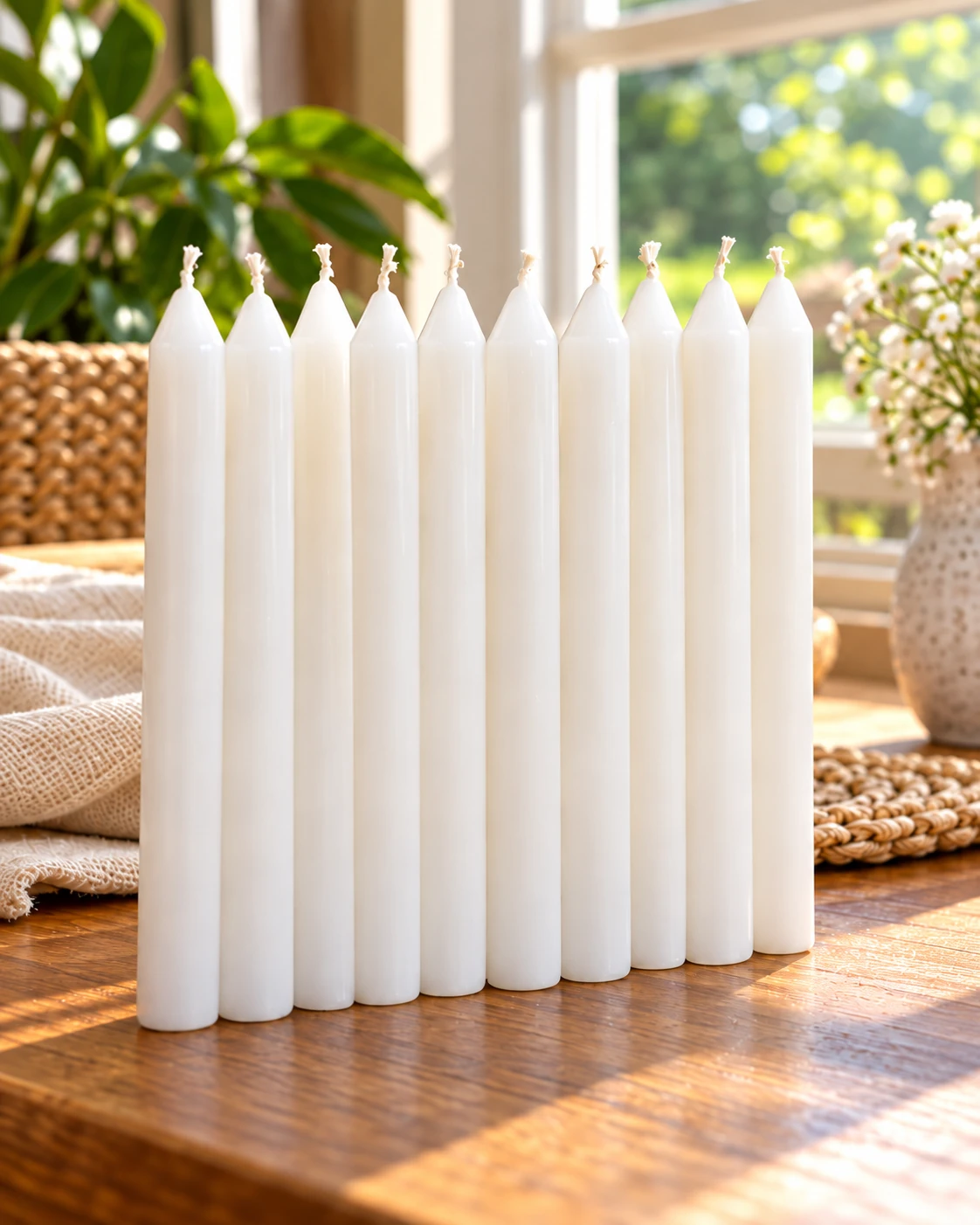 Plain taper candles before personalization