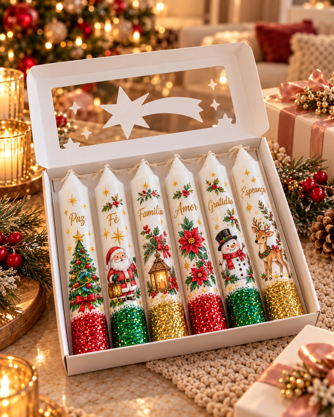 Christmas candle collection with messages